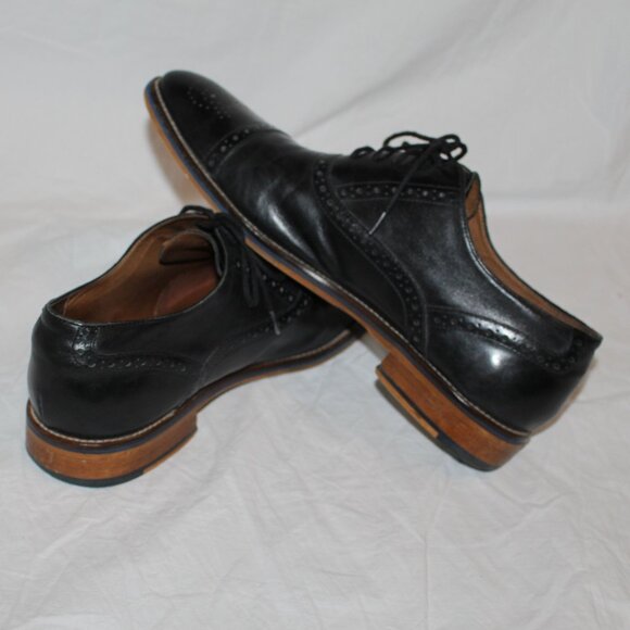Johnston & Murphy Brogue/Wing Tip Style Black Lace Oxford Dress Shoe Men 11 - Picture 13 of 16
